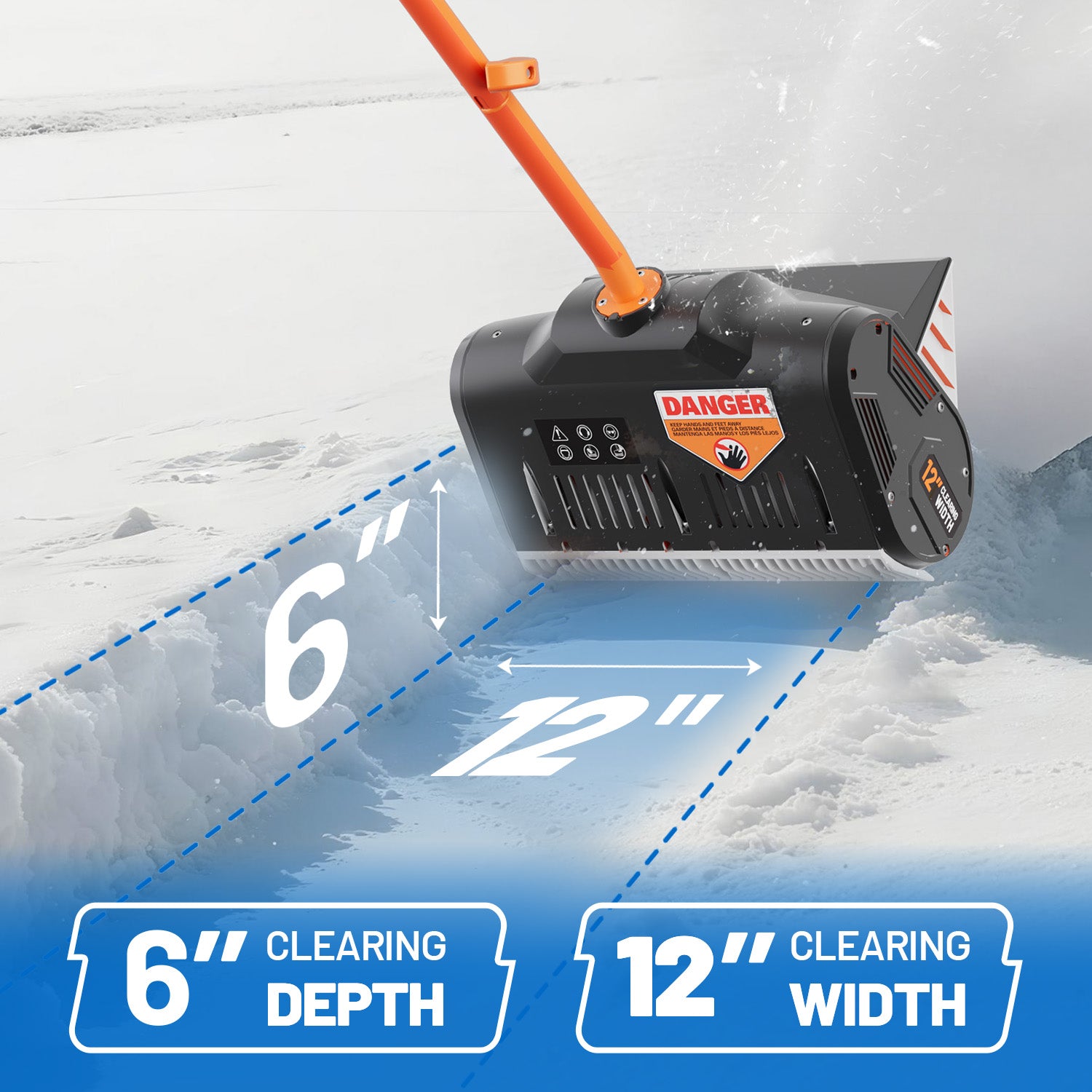 U20 20V 12" Brushed Cordless Snow Shovel | Includes 1×4.0Ah Battery | 10.1lbs, 20ft Snow Throw, Clears up to 3-car Driveways