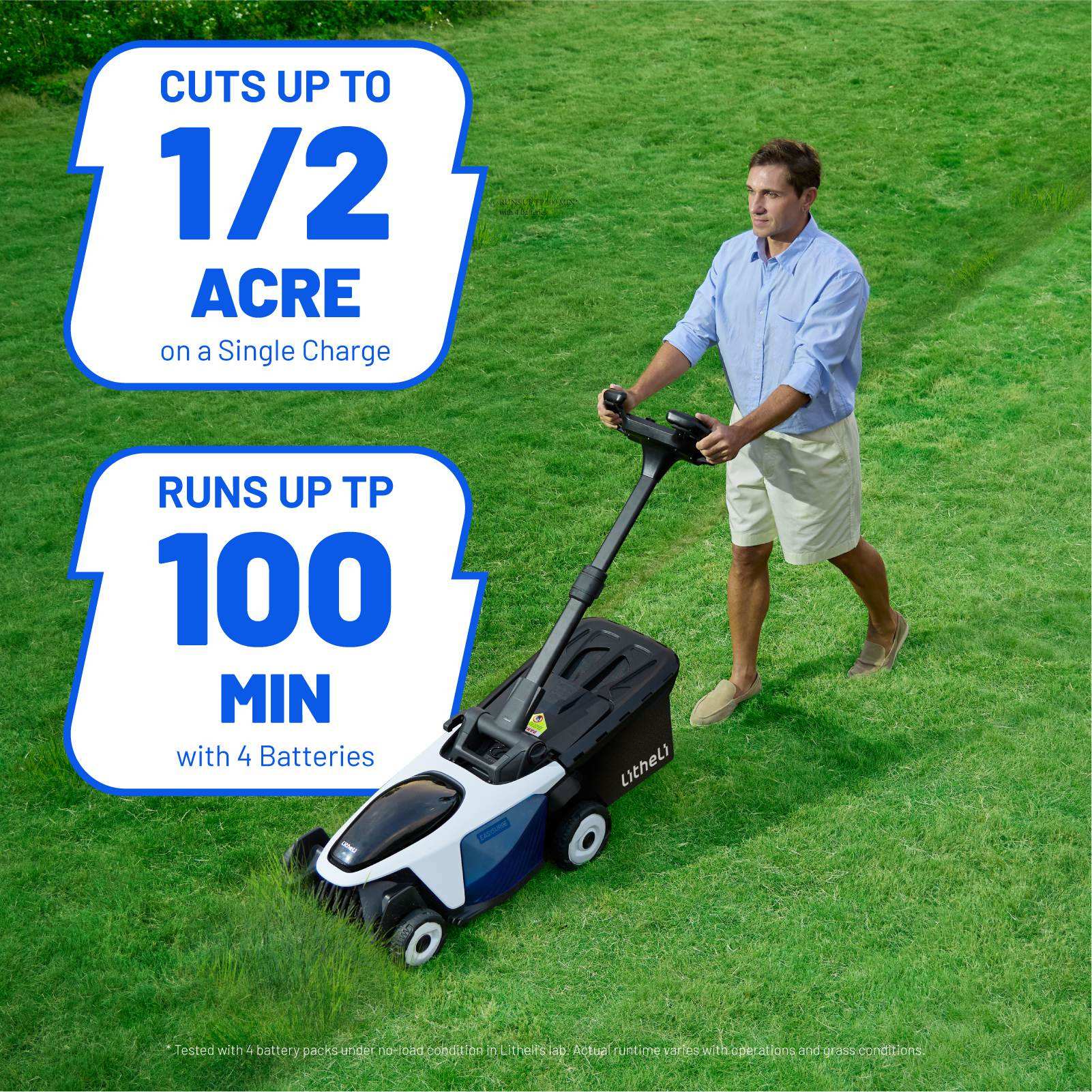 Litheli Cordless Lawn Mower, 40V(2*20V) Electric Lawn Mowers, 18.5 Inch Brushless Mower, 6-Adjustable Height, Self-propelled, With 2*4.0Ah Battery and Rapid Charge, for Garden/Yard/Farm