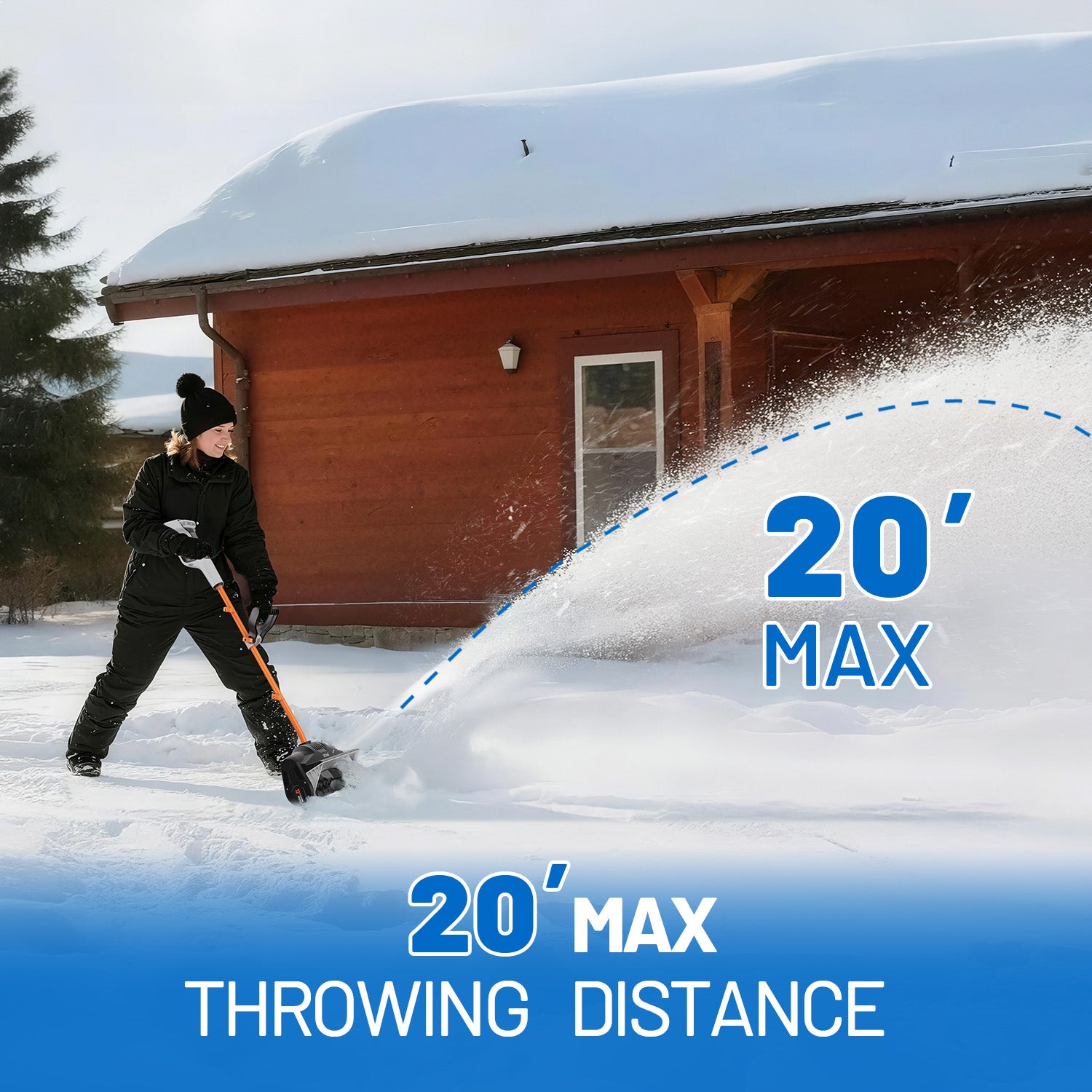 U20 20V 12" Brushed Cordless Snow Shovel | Includes 1×4.0Ah Battery | 10.1lbs, 20ft Snow Throw, Clears up to 3-car Driveways