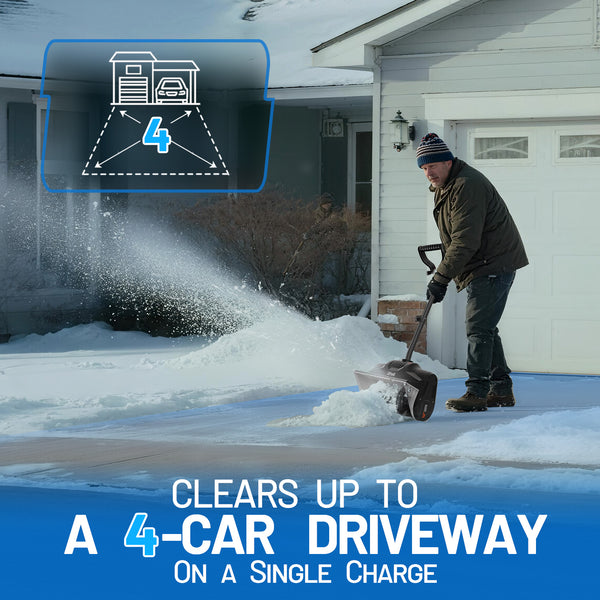 U20 20V 12" Brushless Cordless Snow Shovel | Includes 1×4.0Ah Battery | 10.3lbs, 20ft Snow Throw, Clears up to 4-car Driveways