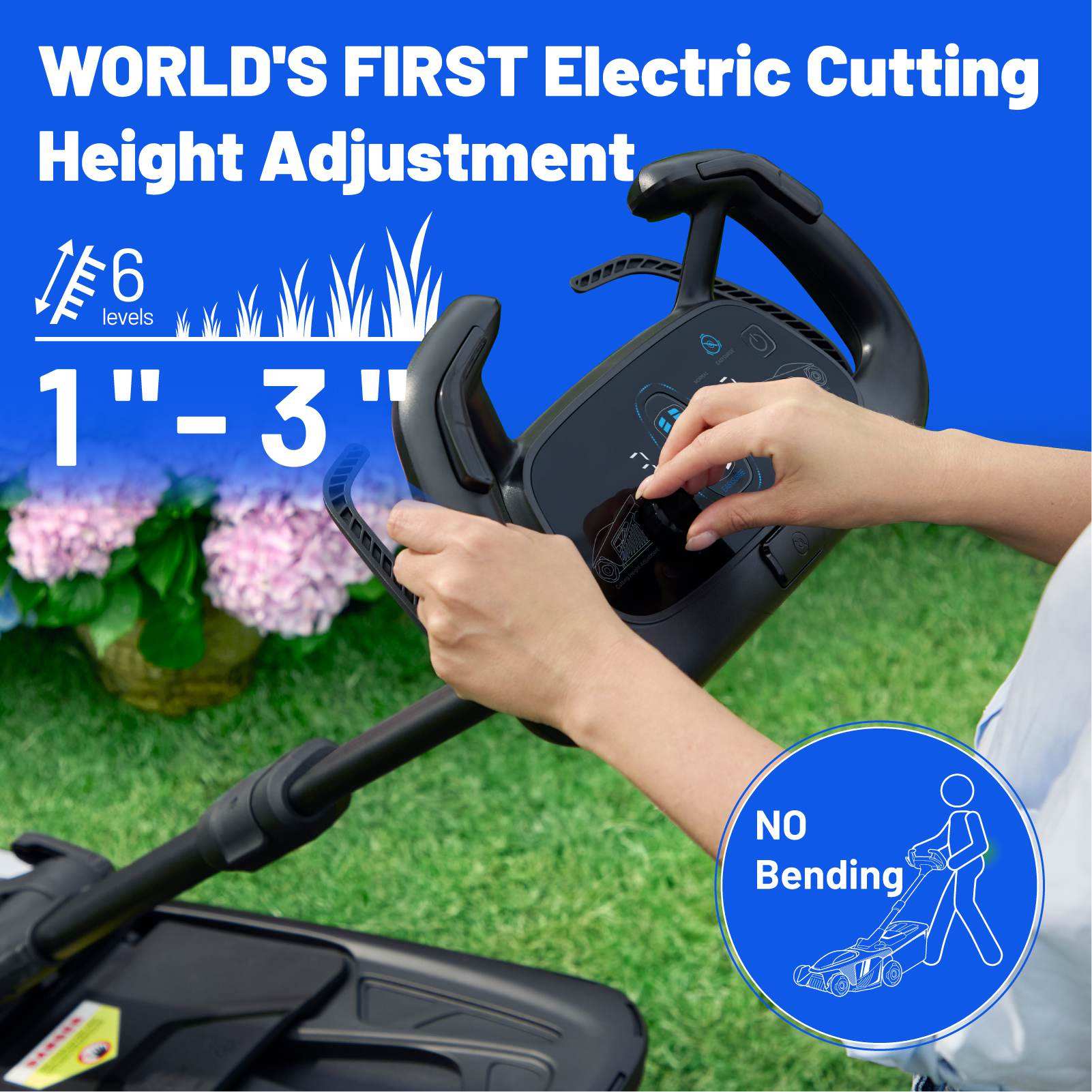 Litheli Cordless Lawn Mower, 40V(2*20V) Electric Lawn Mowers, 18.5 Inch Brushless Mower, 6-Adjustable Height, Self-propelled, With 2*4.0Ah Battery and Rapid Charge, for Garden/Yard/Farm