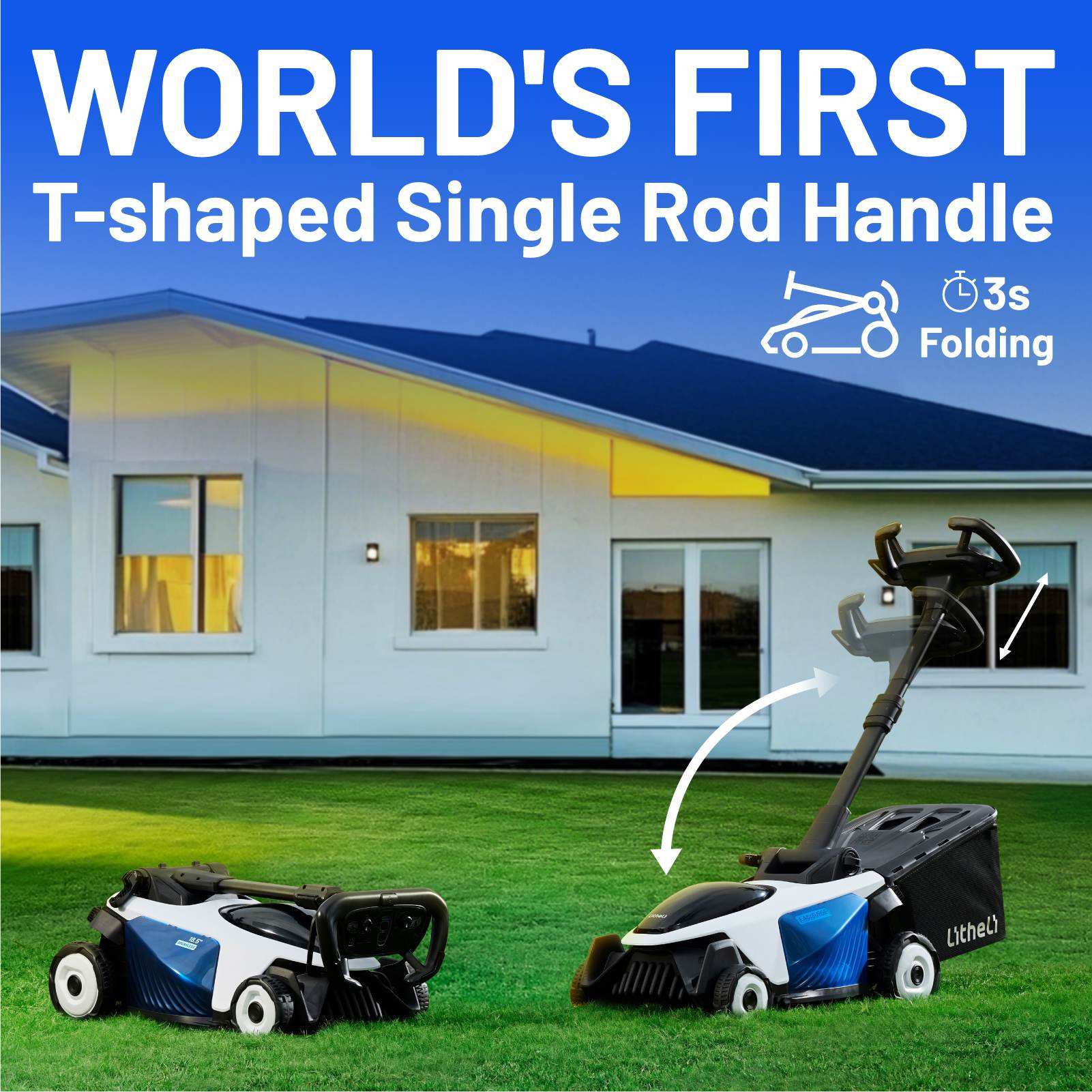 Litheli Cordless Lawn Mower, 40V(2*20V) Electric Lawn Mowers, 18.5 Inch Brushless Mower, 6-Adjustable Height, Self-propelled, With 2*4.0Ah Battery and Rapid Charge, for Garden/Yard/Farm