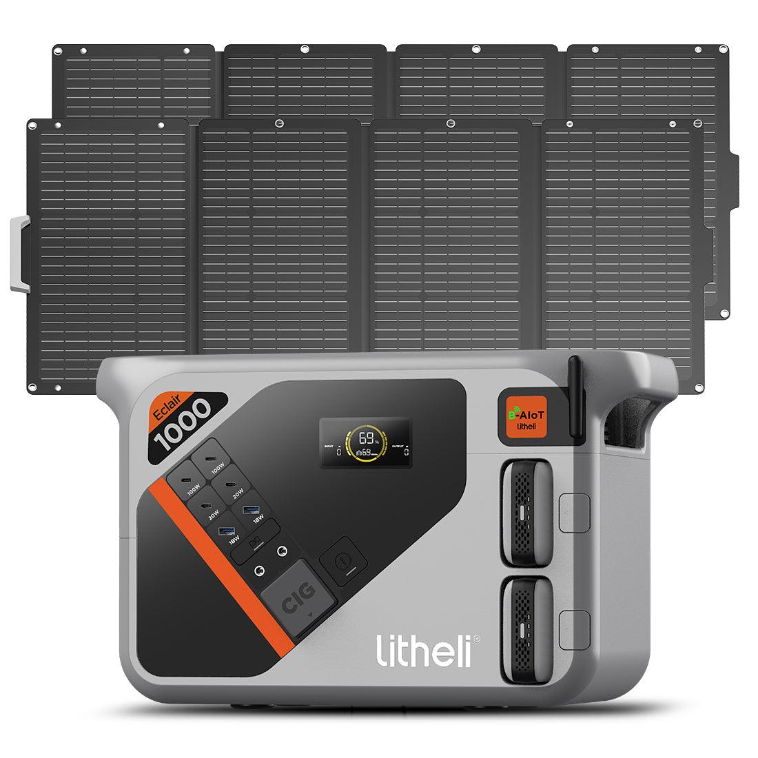 Litheli B1000 Portable Power Station with solar panel| 1069Wh 921Wh