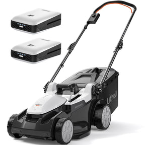 Litheli Lawn Mower 16'' Electric Lawn Mower for Garden Yards, Lightweight Cordless Lawn Mower Brushless with 6-Position Height Adjustment, 2 * 20V 4.0Ah Battery