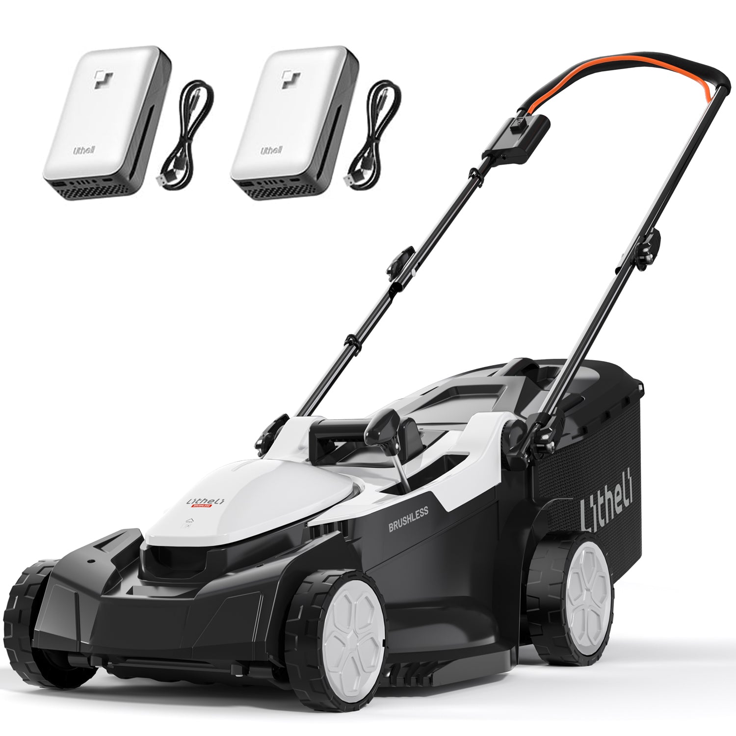 Litheli Cordless Lawn Mower, 2*20V Electric Lawn Mowers, 18 Inch, 6-Position Height Adjustment, Light Weight, With 2*4.0Ah Portable Battery, for Garden/Yard/Farm