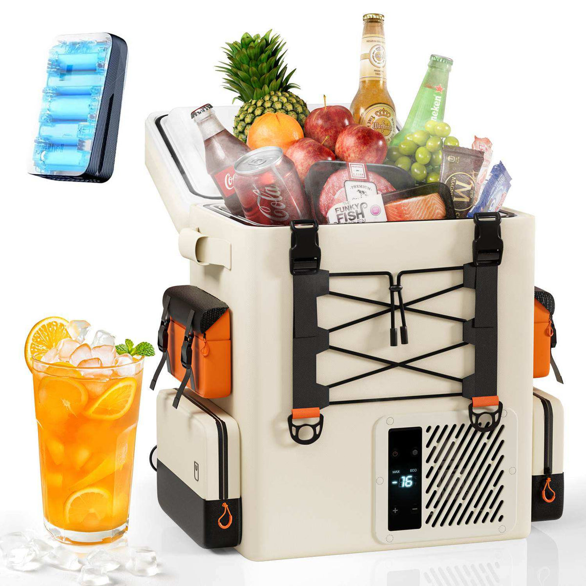 Litheli 17QT Backpack Refrigerator, 55W Portable Electric Fridge Freezer Compressor Cooler for Fast Cooling Down to -4°F with Ergonomic Backpack Design for Car RV Home Camping