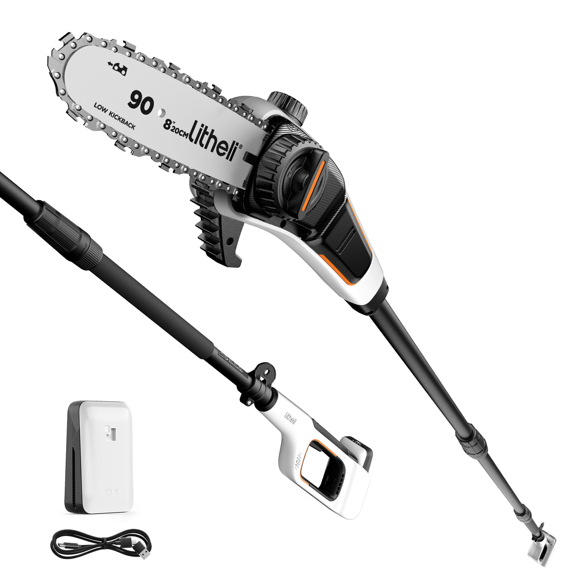 Litheli U20 8" Electric Cordless Pole Saw for Tree Trimming with 2.5Ah Battery