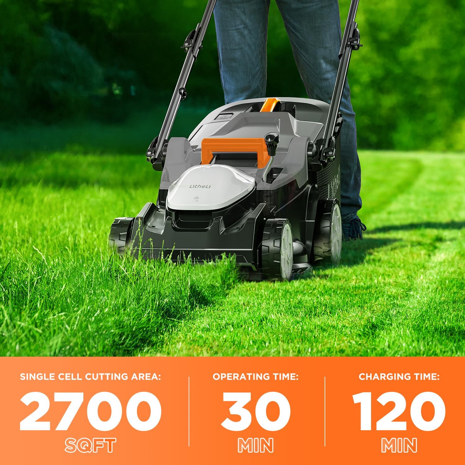 Handy+ U20 16-Inch Cordless Lawn Mower | Includes 2 x 4.0Ah SE Batteries | Effortlessly Tackle Lawns up to 2700 Sq. Ft.