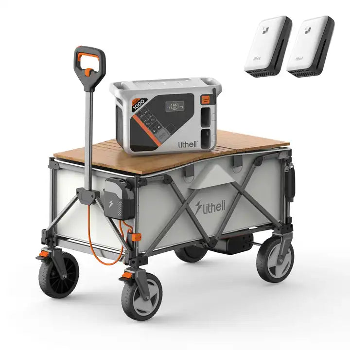 Litheli Electric Foldable Utility Camping Wagon with Power Bank