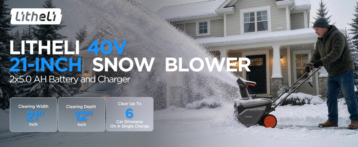 【Pre-Order】Litheli 20" Cordless Snow Blower, 20-Inch Brushless Snow Thrower with LED Lights, 180° Adjustable Chute & Foldable Handle