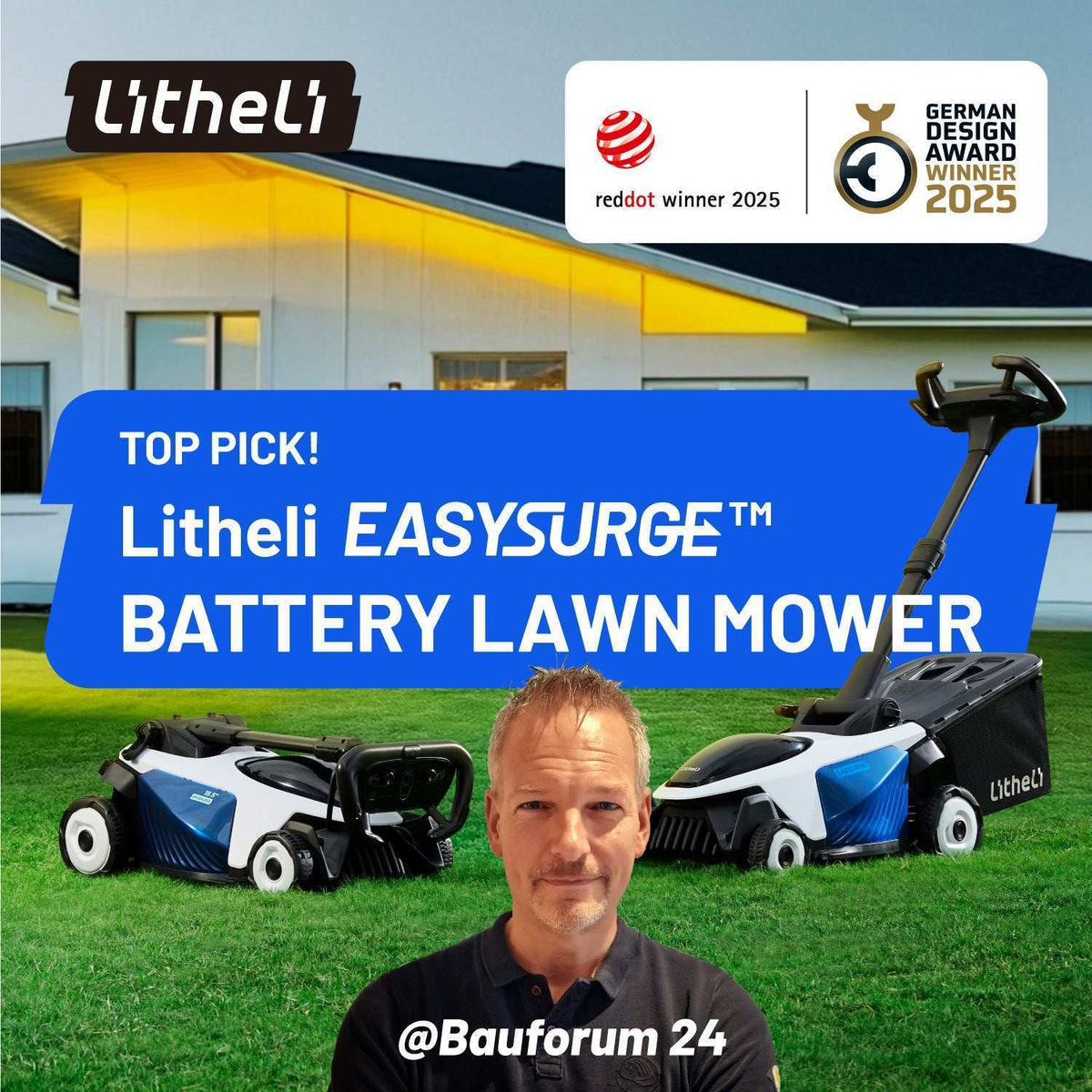 Litheli EASYSURGE™ 18.5" Lawn Mower | Includes 4 x 4.0Ah Ultra Batteries  | Effortlessly Tackle Lawns up to 12000 Sq. Ft.