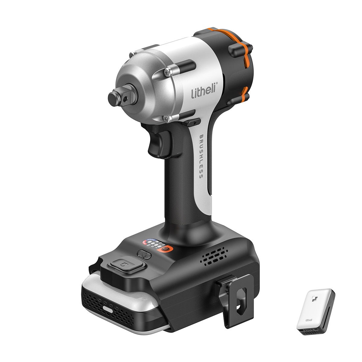 Litheli V20 Cordless Impact Wrench，1/2" Brushless Impact Drill with 332ft-lbs(450Nm) Max Torque,LED Light for Dark Environment, 2.5Ah Battery Power Impact Driver for Home Car Tires Mower