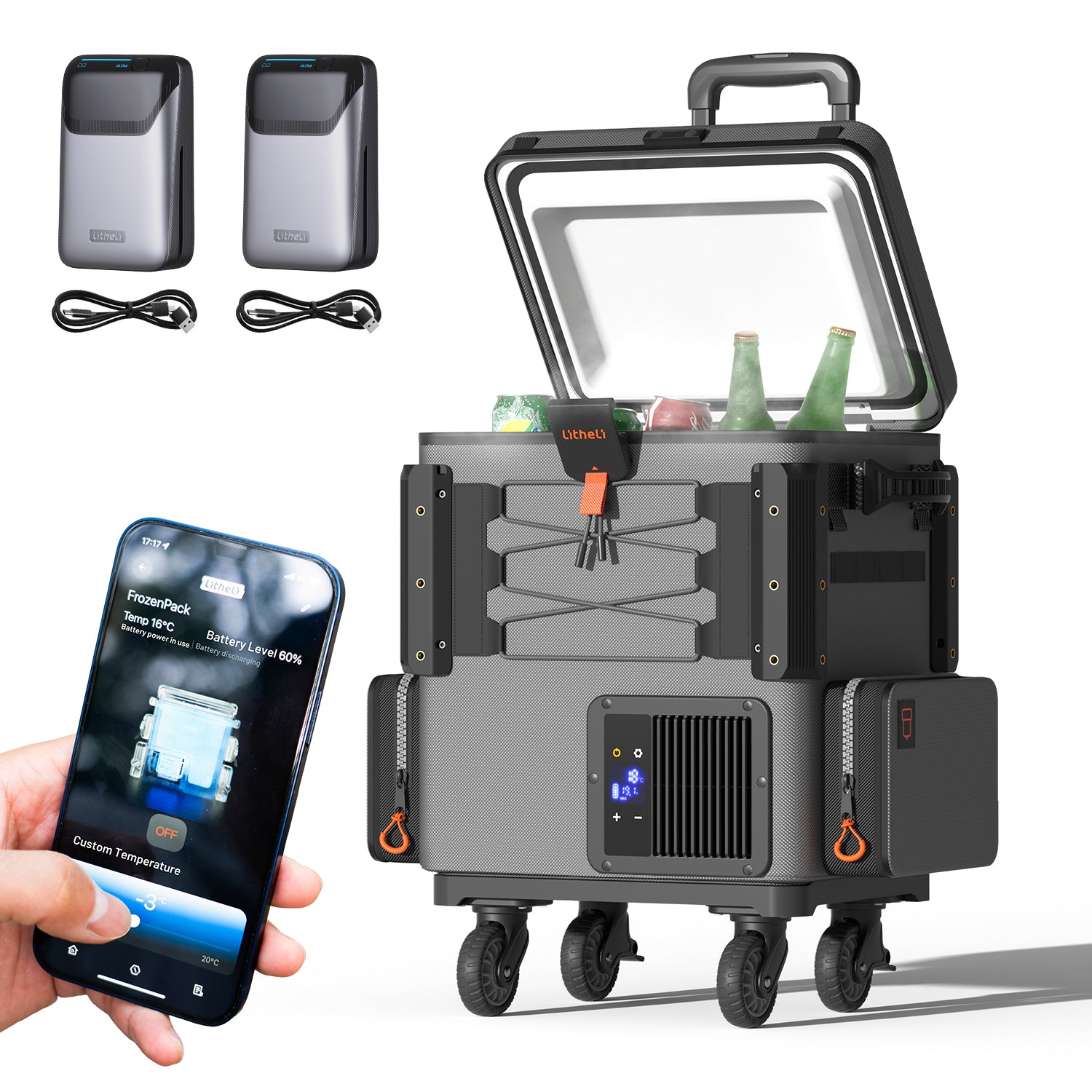 Litheli FrozenPack: The First Backpack Car Fridge | Includes 2 x 4.0Ah Batteries | 20L/21QT