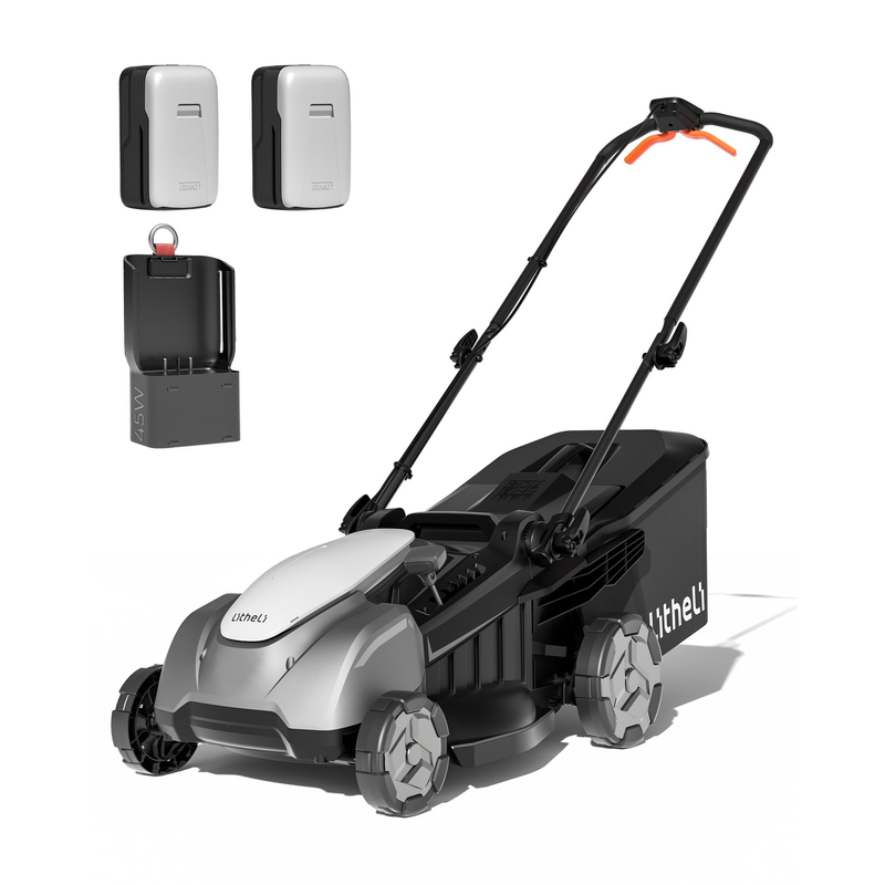 Litheli 40V Cordless Electric Lawn Mower, 17-Inch, Self-Propelled, Brushless Motor, 6-Position Height Adjustment, with 2 x 5.0Ah Battery, for Lawns & Gardens
