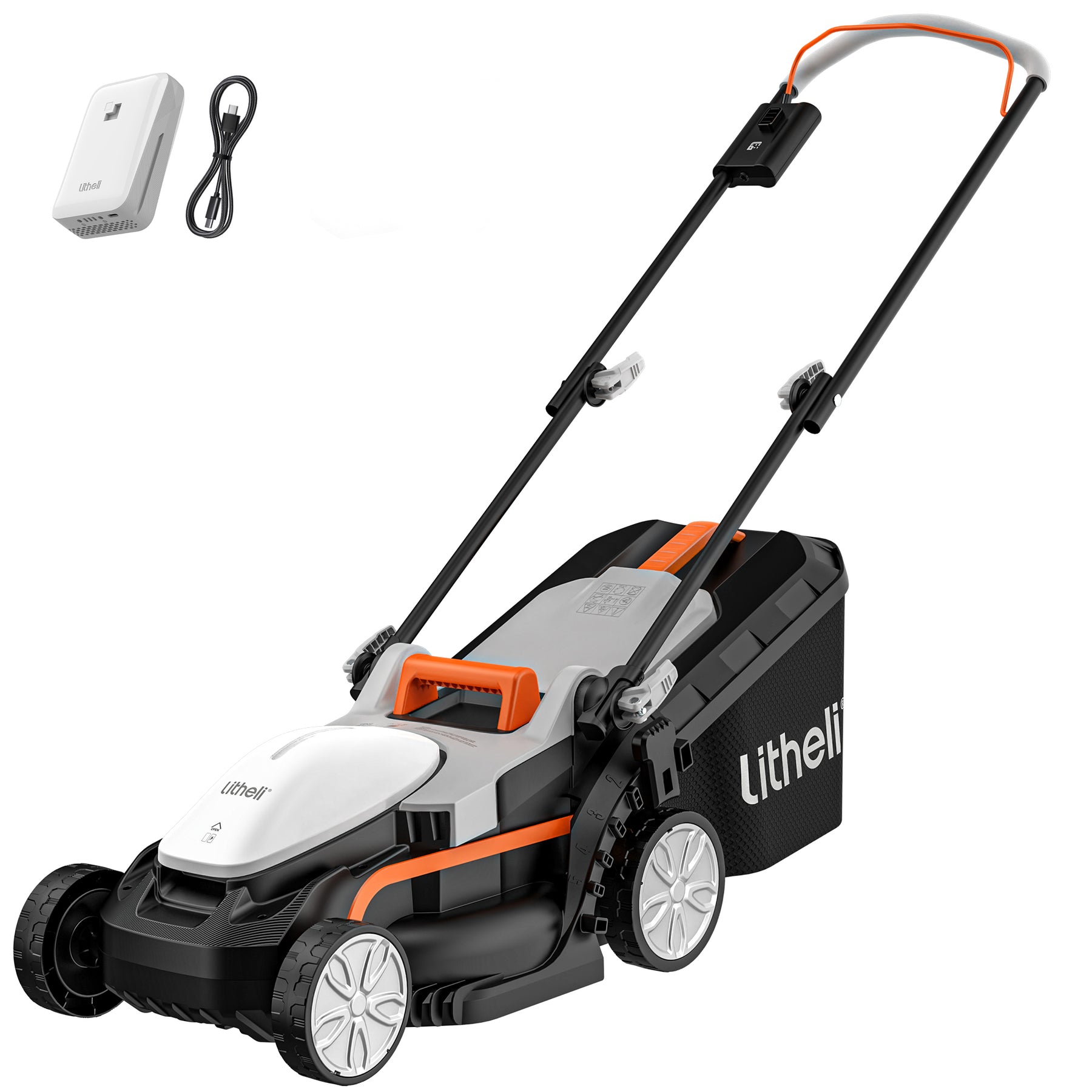 Litheli Cordless Lawn Mower, U20 Series 20V Electric Lawn Mowers, 13 Inch, Adjustment Heights, Light Weight, With 4.0Ah Portable Battery, for Garden/Yard/Farm