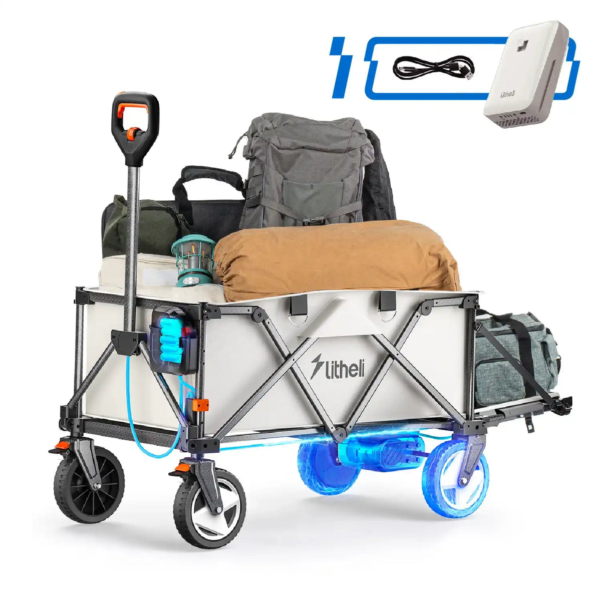 Litheli V140i Beige : The Ultimate Electric Camping Wagon|With 1×4.0Ah SE Battery