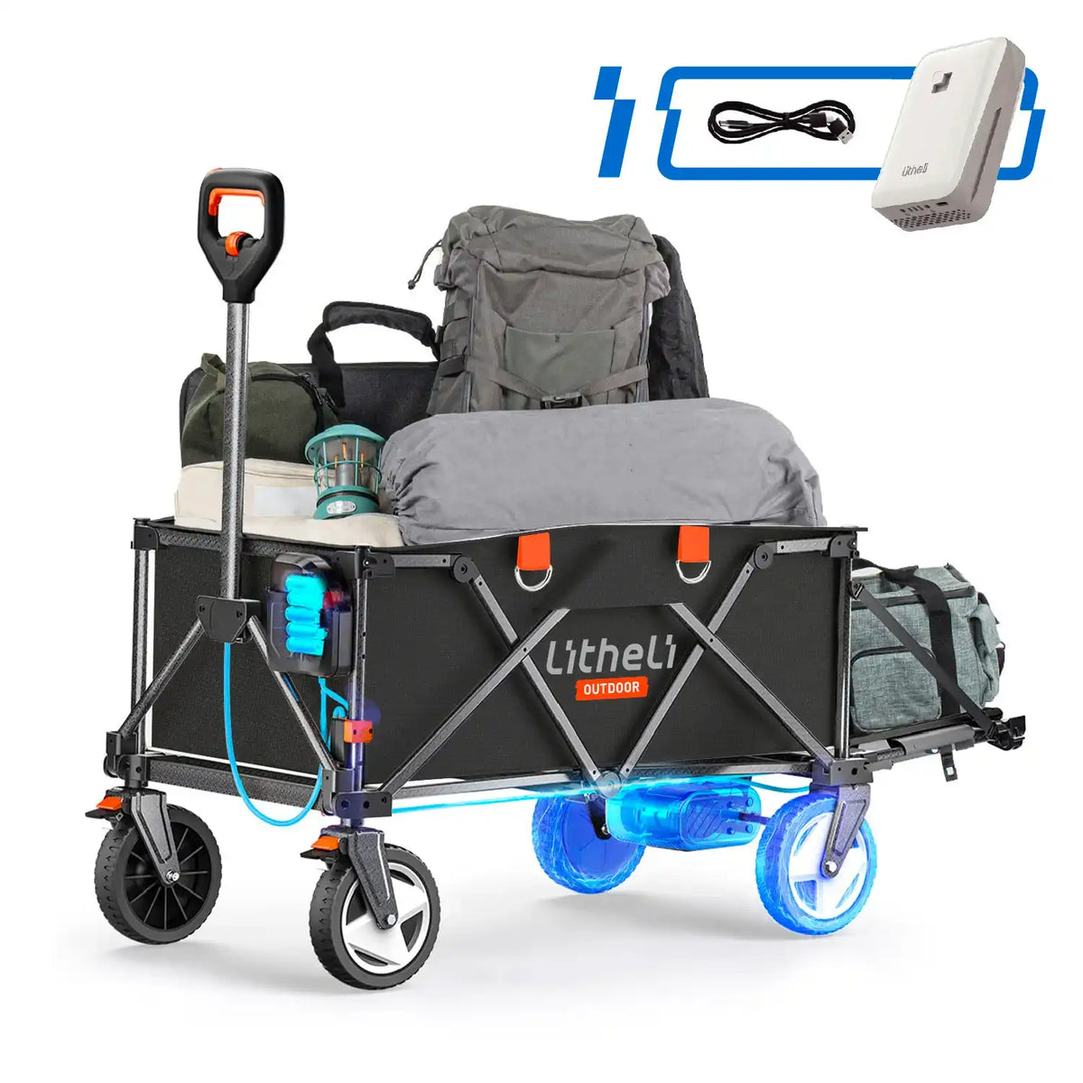 Litheli V140i SE Black: The Ultimate Electric Camping Wagon|With 4.0Ah SE Battery Options