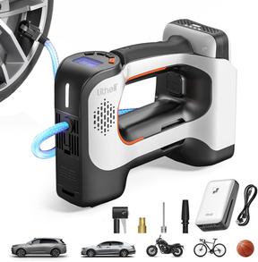 Litheli Cordless Tire Inflator, 150 Psi Air Compressor for Car Tires with Auto Shutoff, Compact Pump with Gauge & LED Light, and 2.0Ah Portable Battery