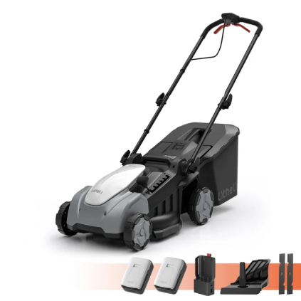 Litheli 40V Cordless Electric Lawn Mower, 15-Inch, Brushless Motor, 5-Position Height Adjustment, with 2 x 5.0Ah Battery and Charger, for Lawns & Gardens