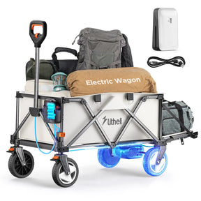 Litheli Electric Utility Wagon, Electric Drive, 200L, 8 Inch All Terrain Wheel, Foldable Wagon, With 4.0 Ah Battery, For Camping/Gardening/Shopping