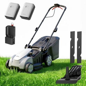 Litheli 40V Cordless Electric Lawn Mower, 16-Inch, Brushless Motor, 5-Position Height Adjustment, with 2 x 5.0Ah Battery and Charger, for Lawns & Gardens