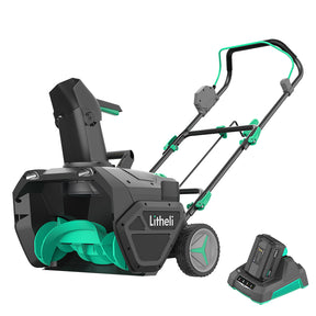 Litheli 40V Battery Powered Cordless Snow Blower, 20'' Electric Snow Thrower with Wheels, LED Lights, 180° Chute, Powerful Snow Removal Kit with 4.0Ah Battery and Fast Charger