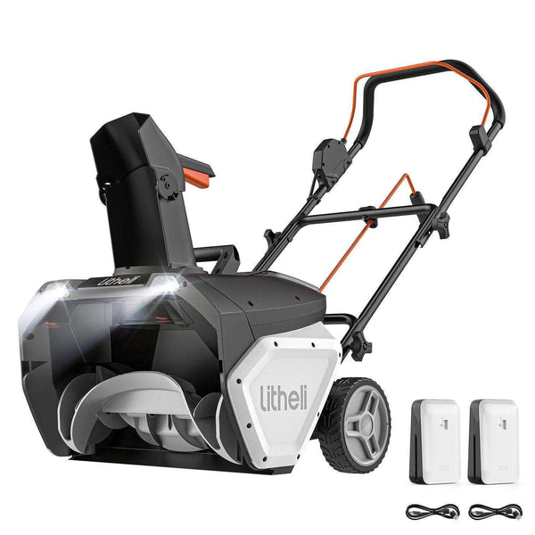 U20 2×20V 20" Brushless Cordless Snow Blower |Includes 2x4.0Ah Batteries | 180° Chute, LED Headlights
