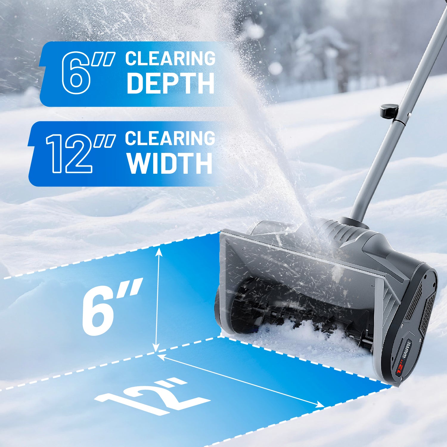 Litheli U20 Cordless Snow Shovel, 2*20V 12" Battery Powered Snow Thrower, Battery Snow Blower with Brushless Motor + 2*4.0Ah Portable Battery
