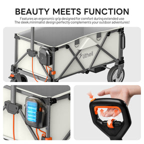 Litheli Electric Utility Wagon, Electric Drive, 200L, 8 Inch All Terrain Wheel, Foldable Wagon, With 4.0 Ah Battery, For Camping/Gardening/Shopping