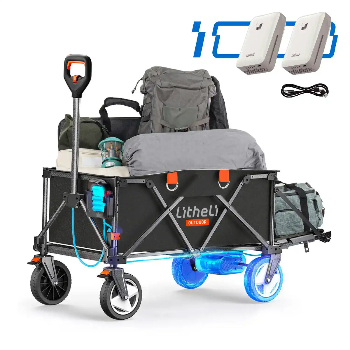 Litheli V140i SE Black: The Ultimate Electric Camping Wagon|With 4.0Ah SE Battery Options