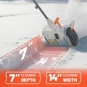 Litheli U20 2x20V 14" Brushless Cordless Snow Shovel | 2*4.0Ah Battery | 14" Wide, 20ft Snow Throw