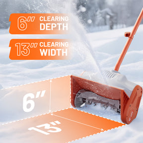 Litheli 20V Cordless Snow Shovel, 13-inch Battery Powered Snow Thrower, with Auxiliary Handle and 4.0Ah Battery, Easy Snow Removal Tool for Driveways, Sidewalks, Patios and Decks