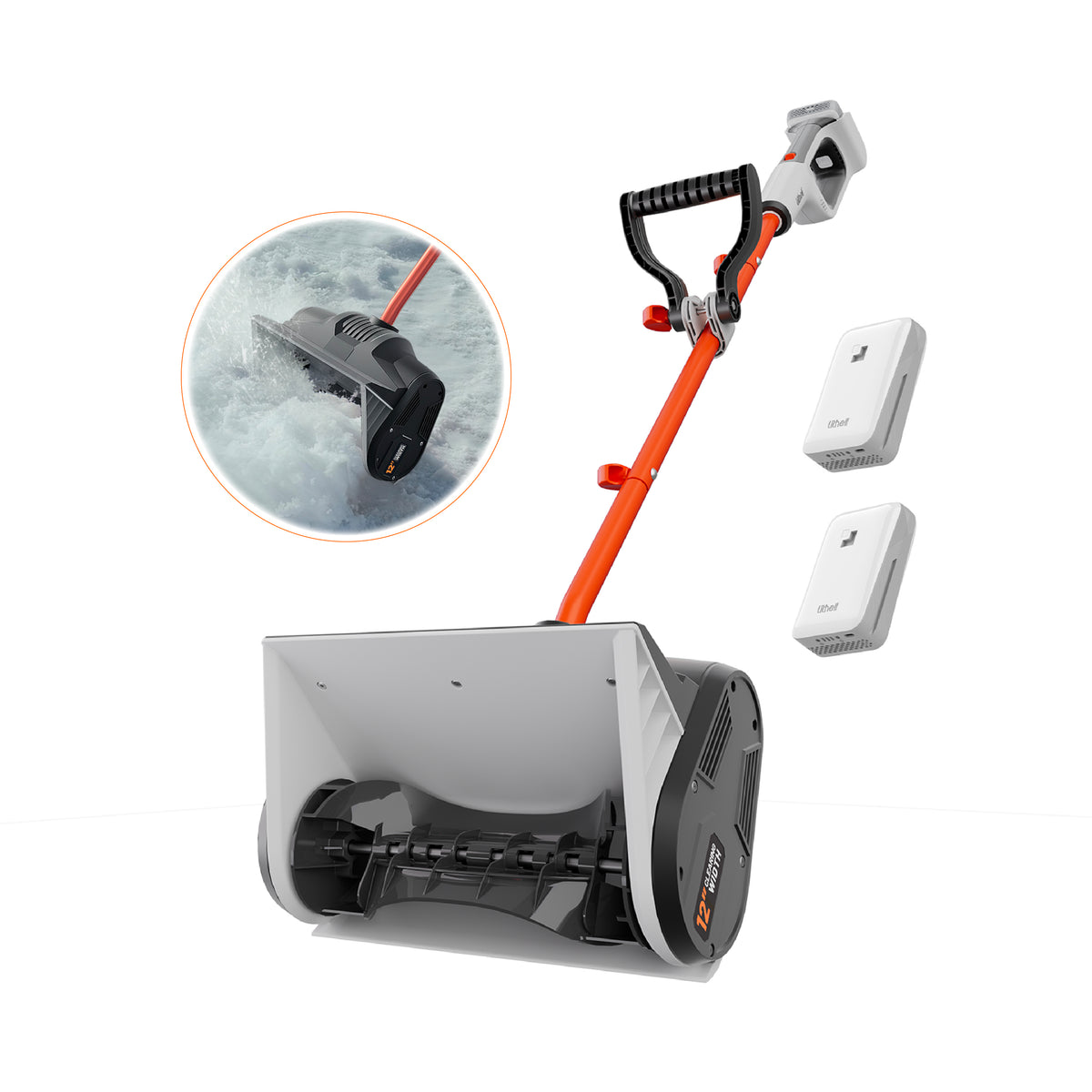 Litheli Cordless Snow Shovel, 20V 12" Battery Powered Snow Thrower, Battery Snow Blower with Auxiliary Handle, with 4.0Ah+2.0Ah Li-ion Battery