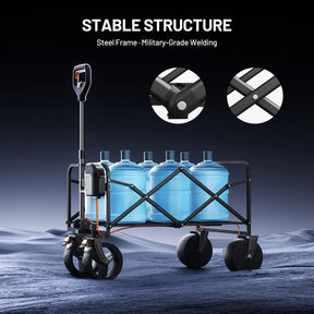 Litheli V100 Black : Electric Collapsible Folding Outdoor Utility Wagon