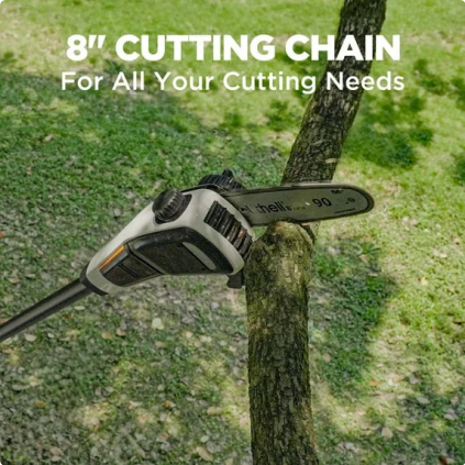 Litheli U20 Pole Saw for Tree Trimming, 8'' Electric Cordless Pole Saws, 27.5ft/s Cutting Speed with 2.5Ah Battery for Branch Cutting, Trimming, Pruning