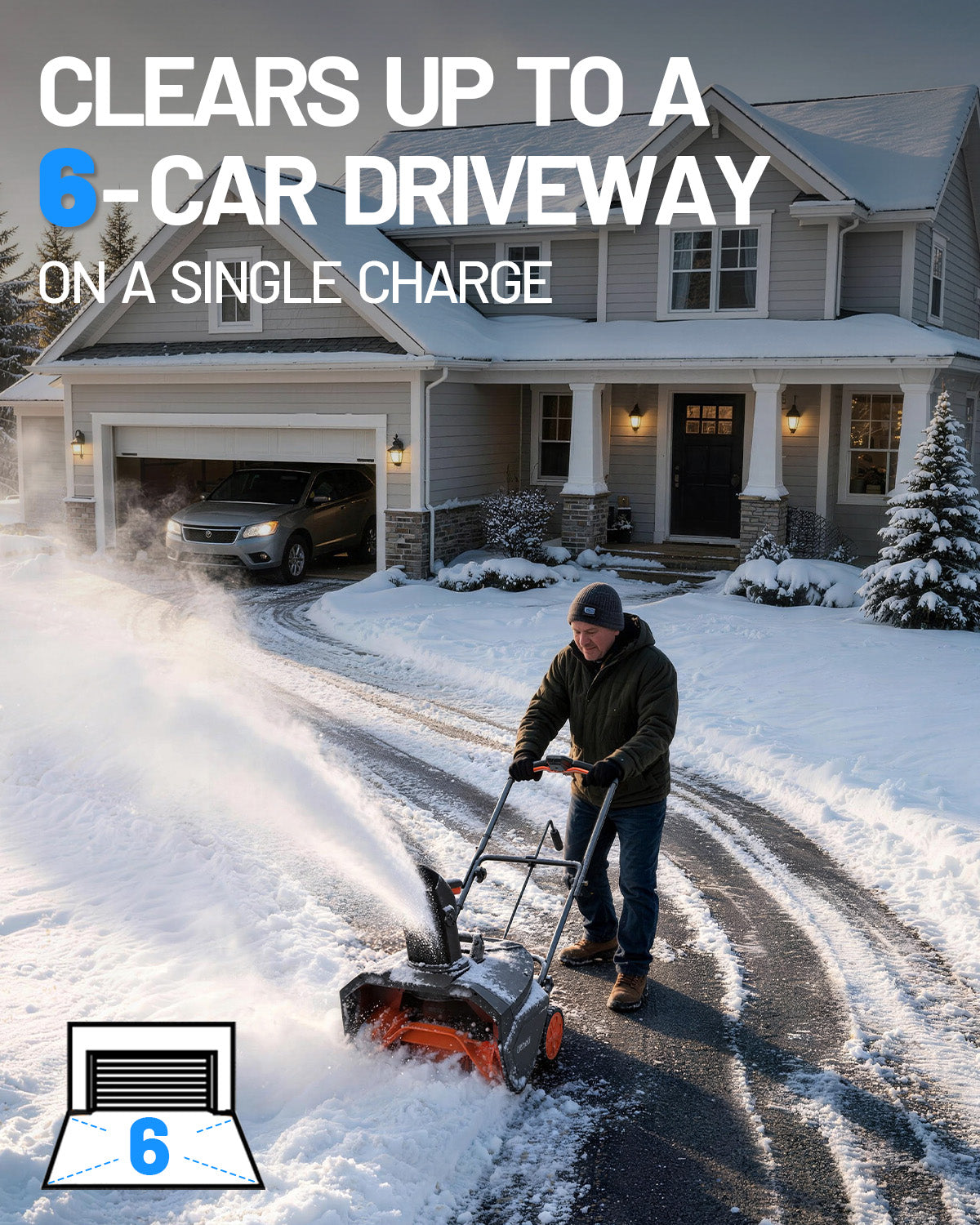 【Pre-Order】Litheli 20" Cordless Snow Blower, 20-Inch Brushless Snow Thrower with LED Lights, 180° Adjustable Chute & Foldable Handle