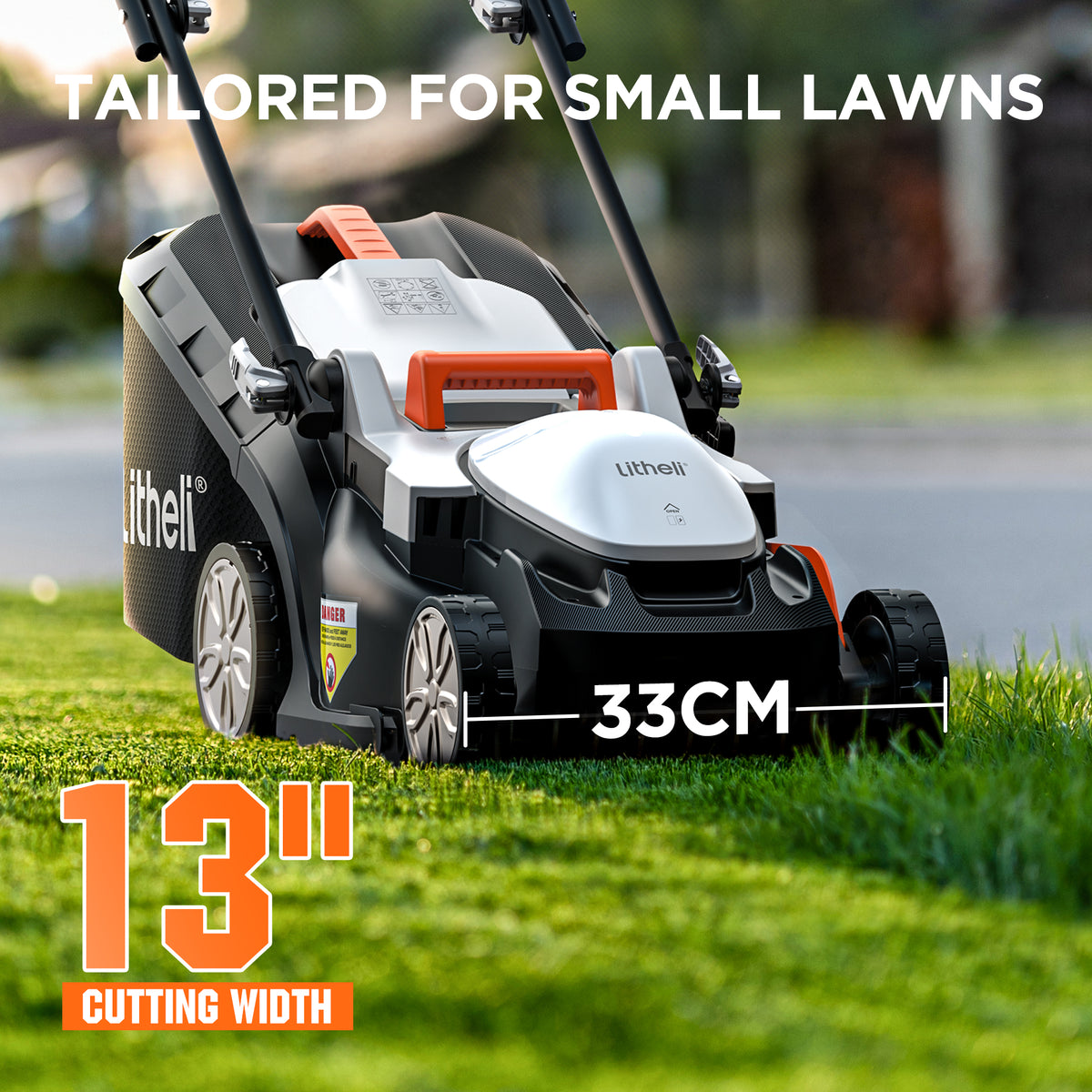 Litheli Cordless Lawn Mower, U20 Series 20V Electric Lawn Mowers, 13 Inch, Adjustment Heights, Light Weight, With 2*2.0Ah Portable Battery, for Garden/Yard/Farm