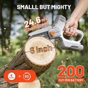 Litheli 6-Inch Cordless Mini Chainsaw|with 2.0Ah Battery Options
