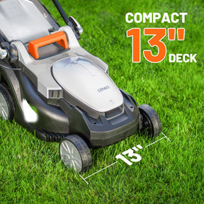 Litheli Cordless Lawn Mower, U20 Series 20V Electric Lawn Mowers, 13 Inch, Adjustment Heights, Light Weight, With 4.0Ah Portable Battery, for Garden/Yard/Farm