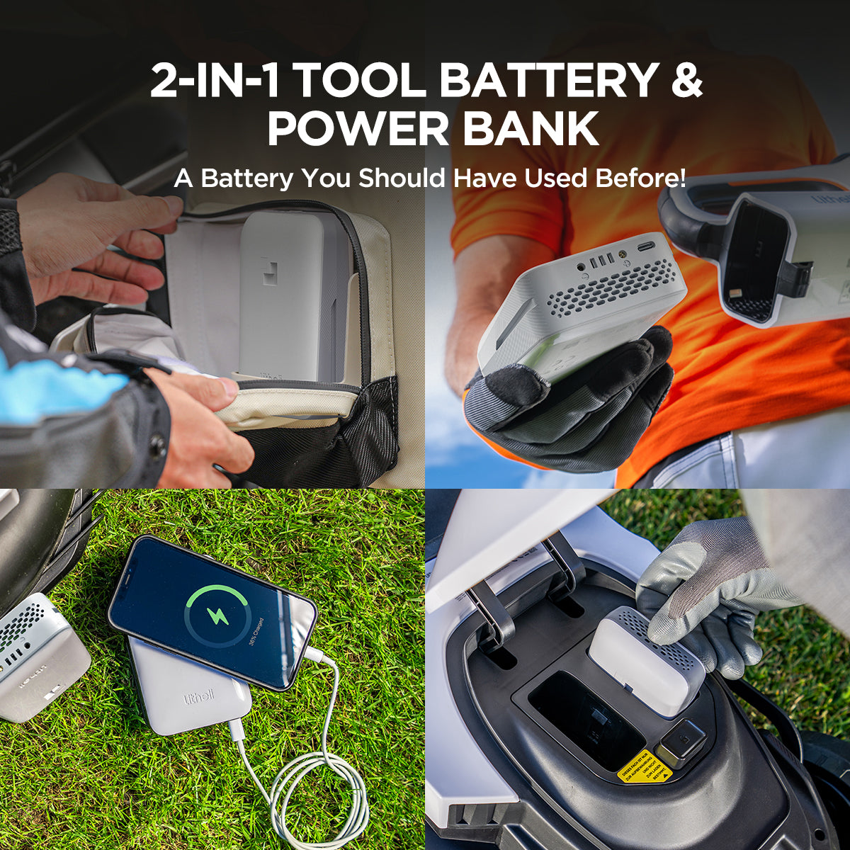 Litheli 2.0Ah 20V 2-in-1 Tool Battery & Power Bank