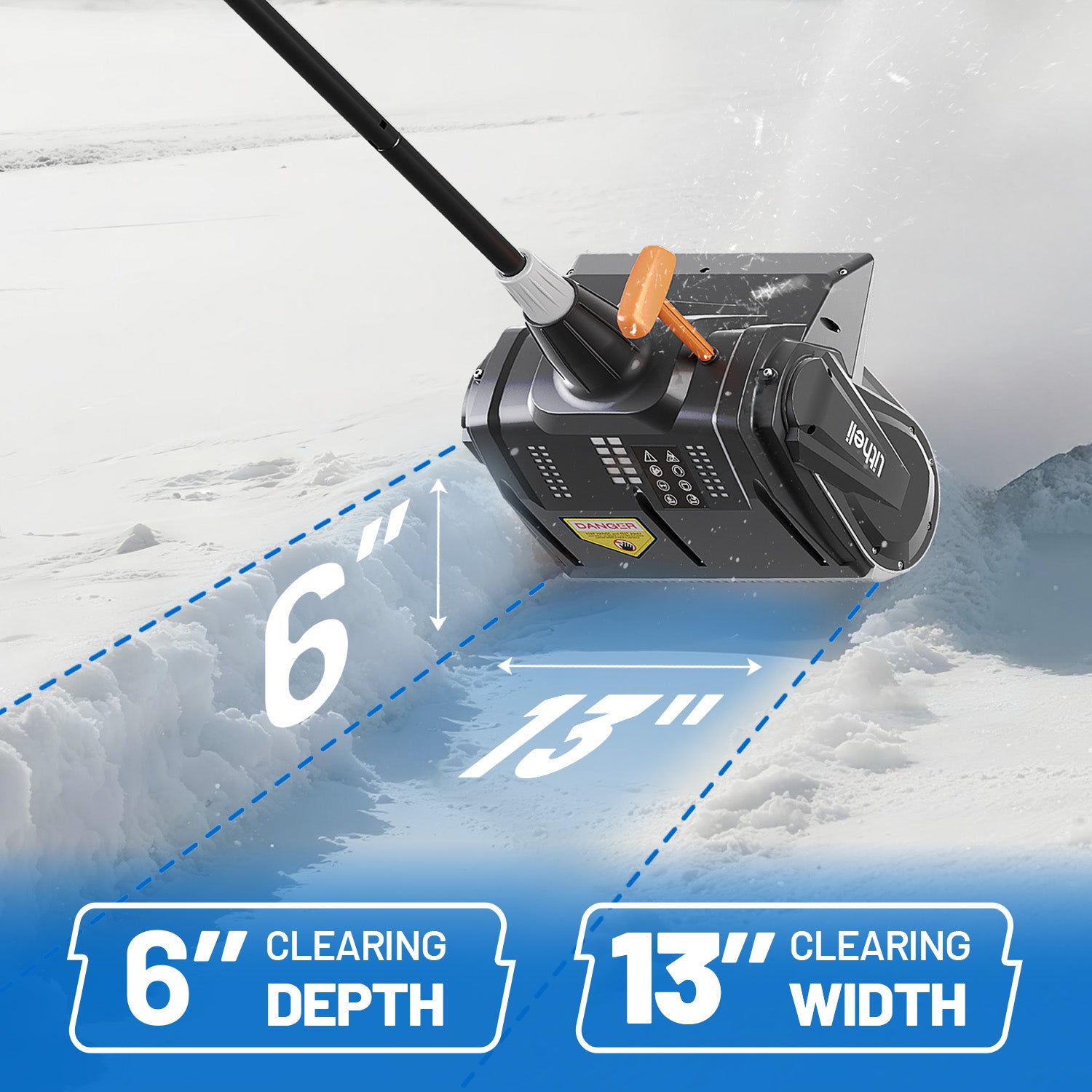 Litheli U20 Cordless Snow Shovel, 20V 13-inch Battery Powered Snow Thrower, Battery Snow Blower with Brushless Motor, with 2*2.5Ah Li-ion Battery
