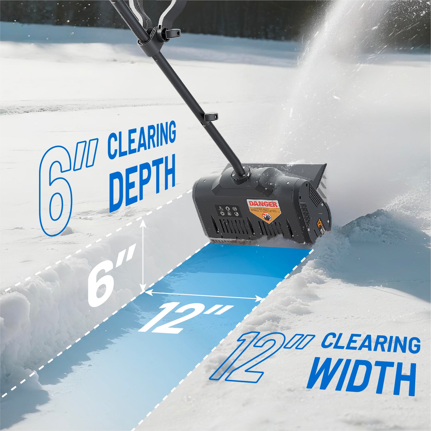 Litheli U20 Cordless Snow Shovel, 20V 12" Battery Powered Snow Thrower, Battery Snow Blower with Brushless Motor + 4.0Ah Portable Battery