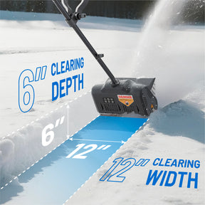 Litheli U20 Cordless Snow Shovel, 20V 12" Battery Powered Snow Thrower, Battery Snow Blower with Brushless Motor + 4.0Ah Portable Battery