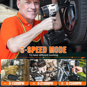 Litheli V20 Cordless Impact Wrench，1/2" Brushless Impact Drill with 332ft-lbs(450Nm) Max Torque,LED Light for Dark Environment, 2.5Ah Battery Power Impact Driver for Home Car Tires Mower