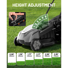 Litheli 40V Cordless Electric Lawn Mower, 18-Inch, Brushless Motor, 6-Position Height Adjustment, with 2 x 5.0Ah Battery, for Lawns & Gardens