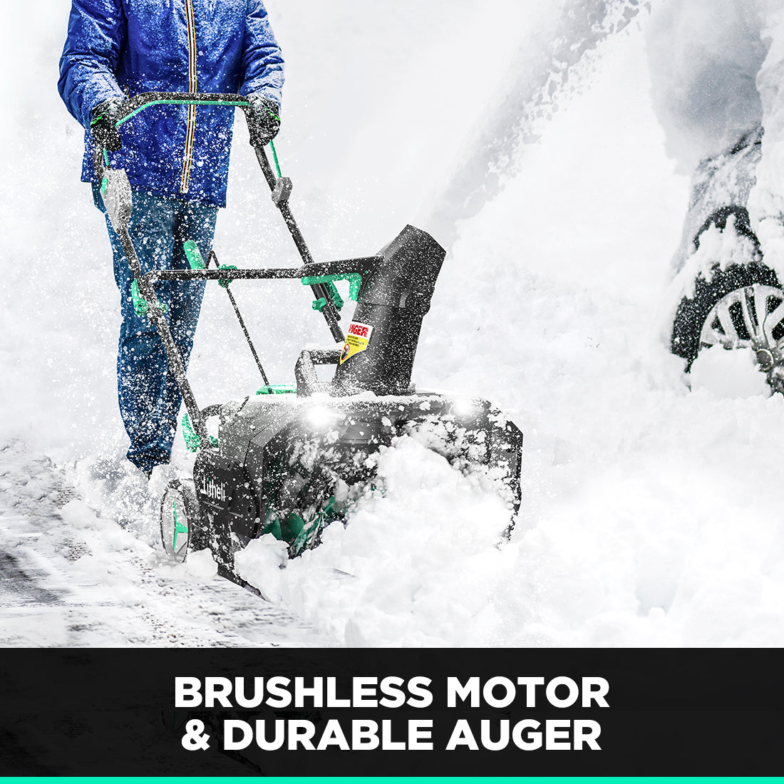 Litheli 40V Battery Powered Cordless Snow Blower, 20'' Electric Snow Thrower with Wheels, LED Lights, 180° Chute, Powerful Snow Removal Kit with 4.0Ah Battery and Fast Charger