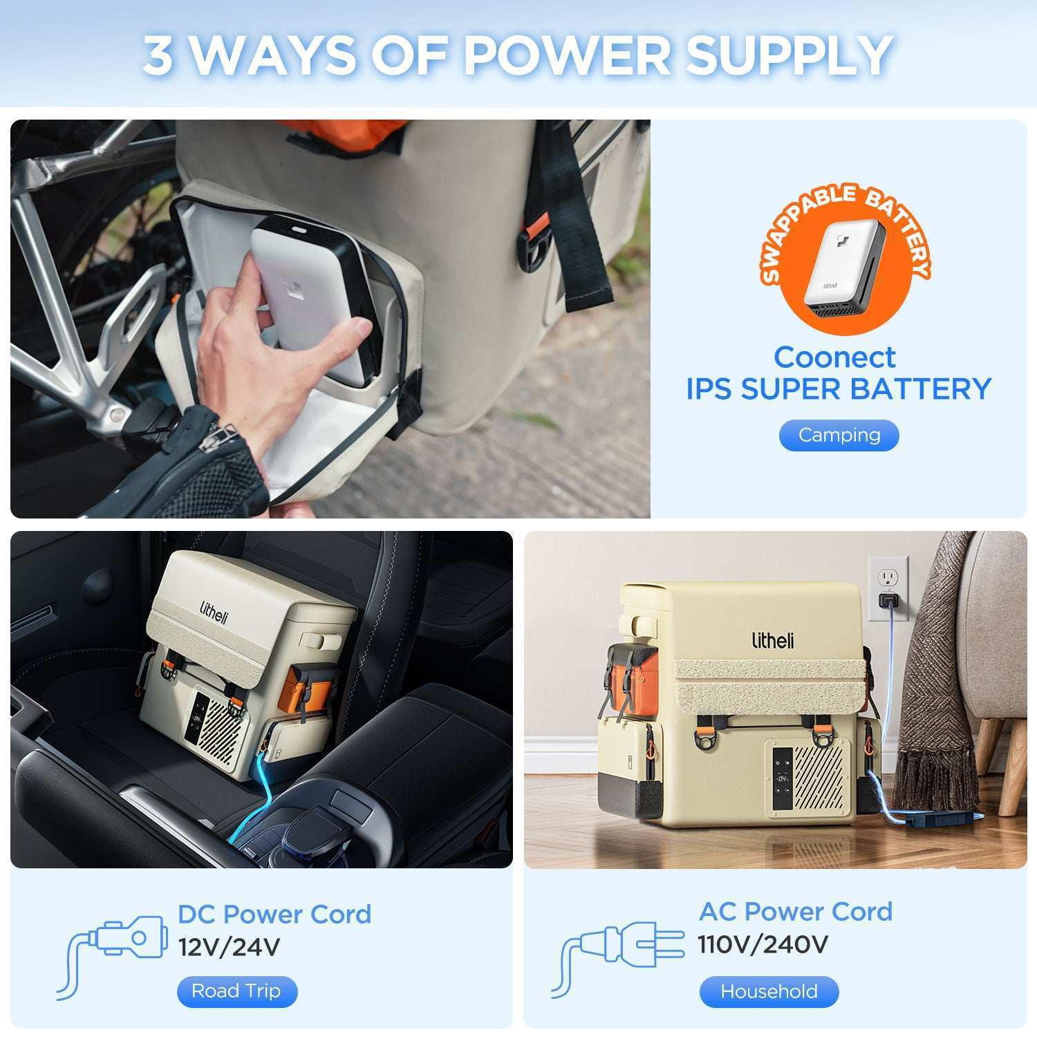 Litheli FrozenPack: The First Backpack Car Fridge|Includes 2 x 4.0Ah  Batteries options