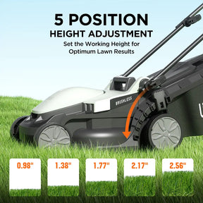Litheli 12" Cordless Lawn Mower , 5 Heights Adjustment, 8 Gallon Capacity, U20 20V Electric Lawn Mowers for Garden With Brushless Motor, with 4.0Ah Portable Battery