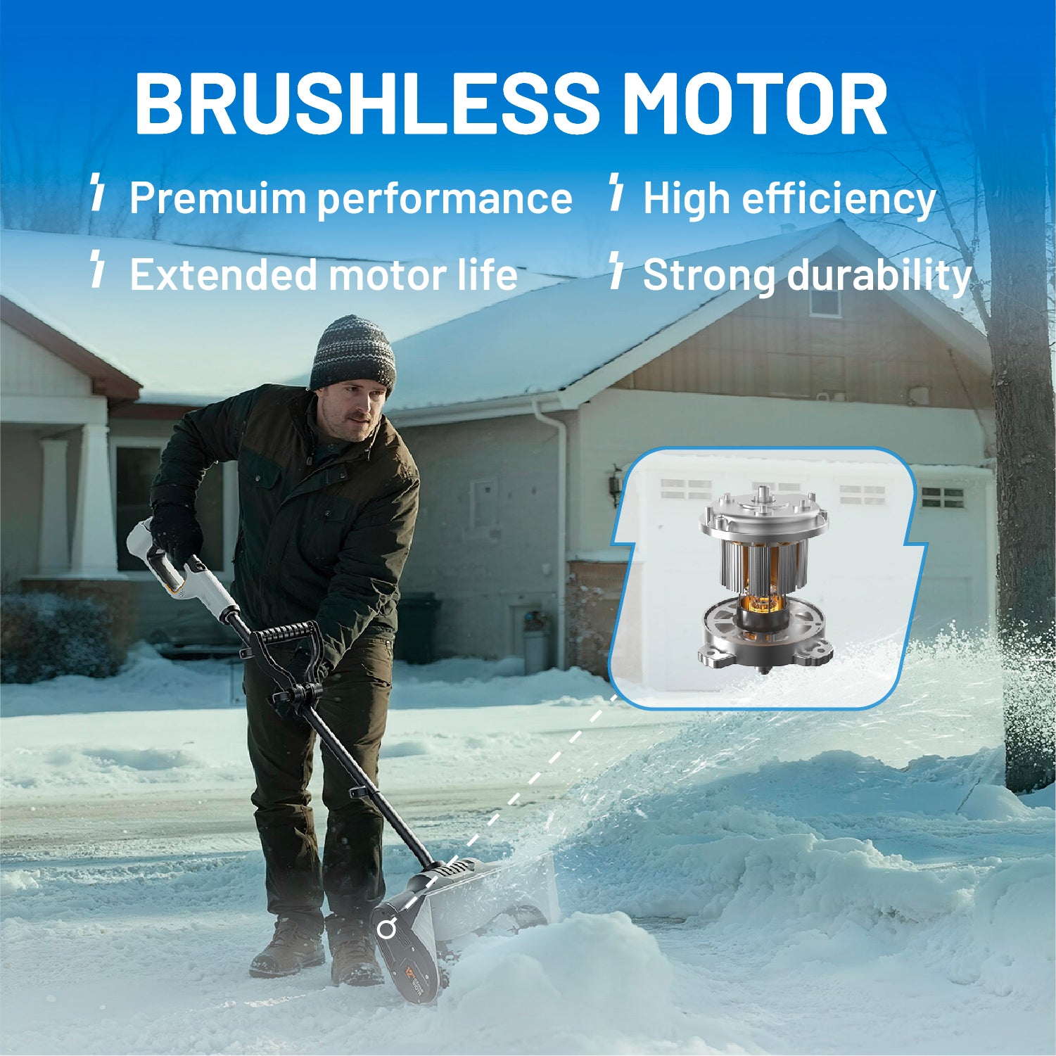 Litheli U20 Cordless Snow Shovel, 20V 12" Battery Powered Snow Thrower, Battery Snow Blower with Brushless Motor + 4.0Ah Portable Battery