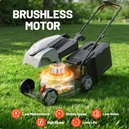 Litheli 20V Cordless Electric Lawn Mower, 14-Inch, Brushless Motor, 5-Position Height Adjustment, with 5.0Ah Battery, for Lawns & Gardens